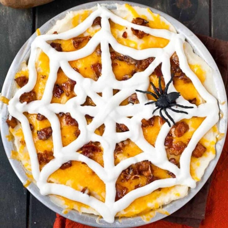 Loaded mashed potato spider web casserole