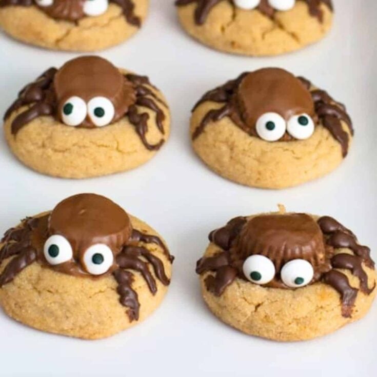 Peanut butter cup spider-shaped cookies