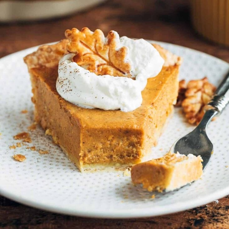 A plate of pumpkin custard pie