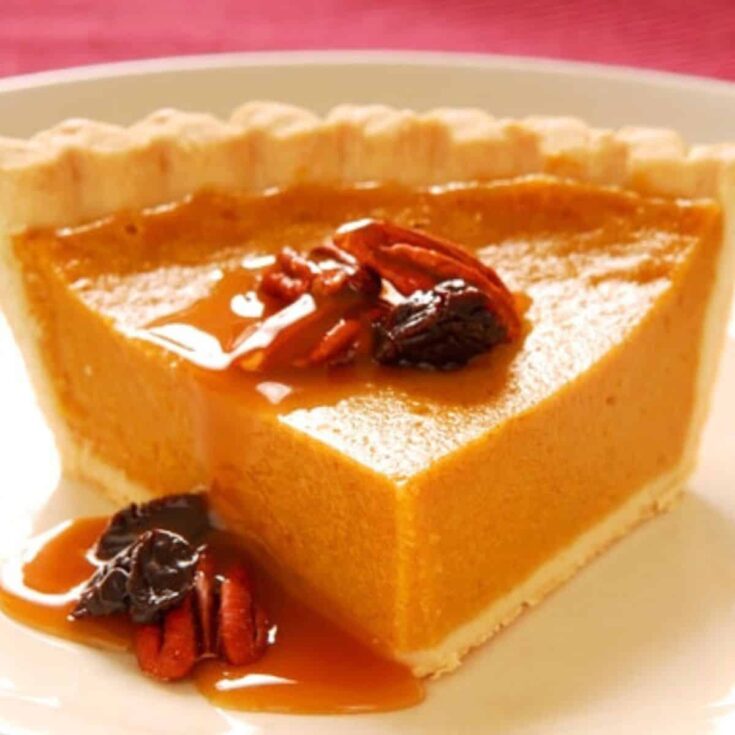 Pumpkin pecan pie&nbsp;on a plate