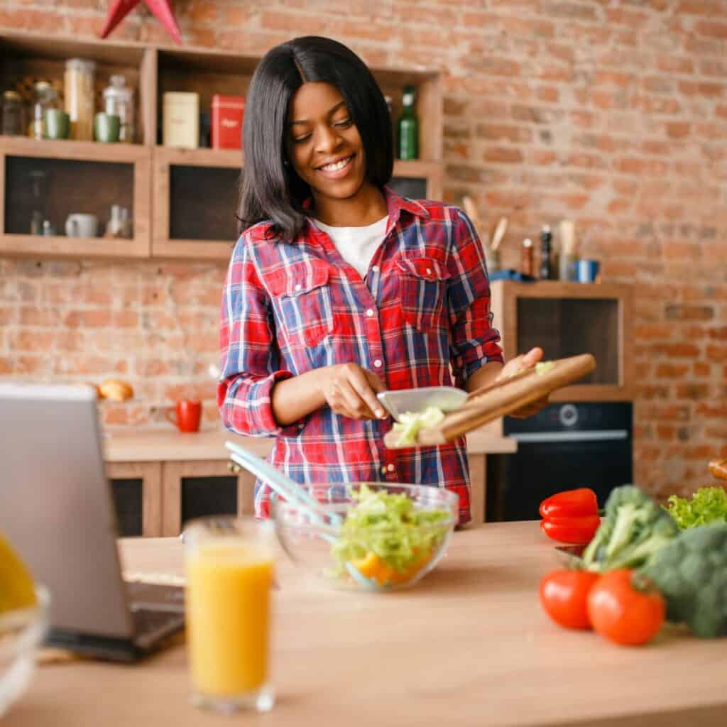 A woman cooking