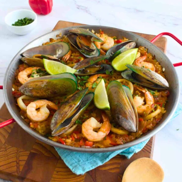 Seafood paella made after reading these Potluck recipes