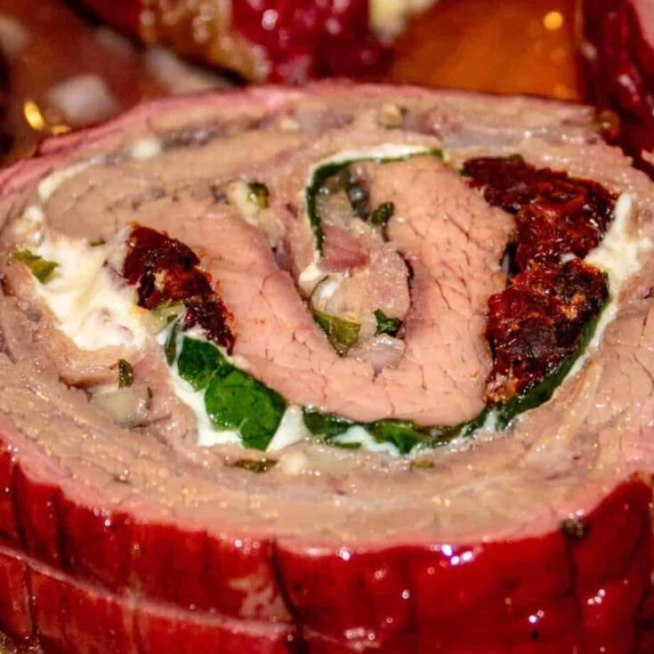 Smoked flank steak pinwheel