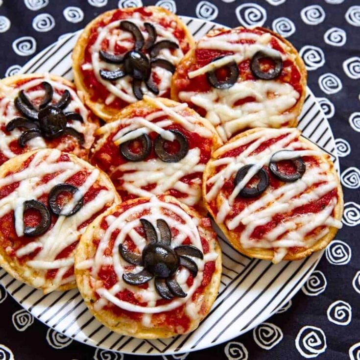 Spider web pizza snacks on a plate