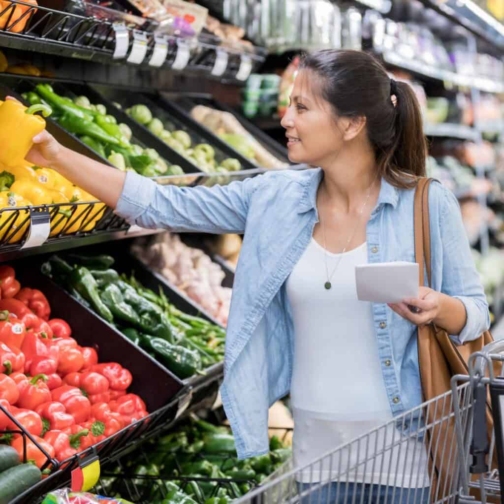 A woman buying groceries