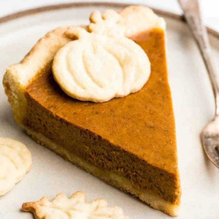 A slice of pumpkin pie