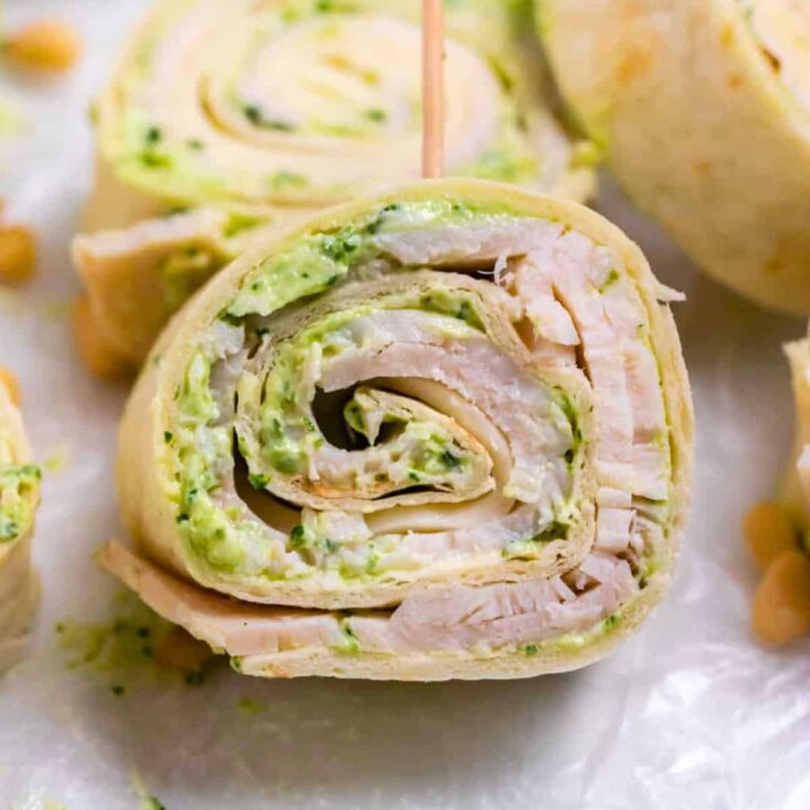 Turkey pesto pinwheels with smoked provolone
