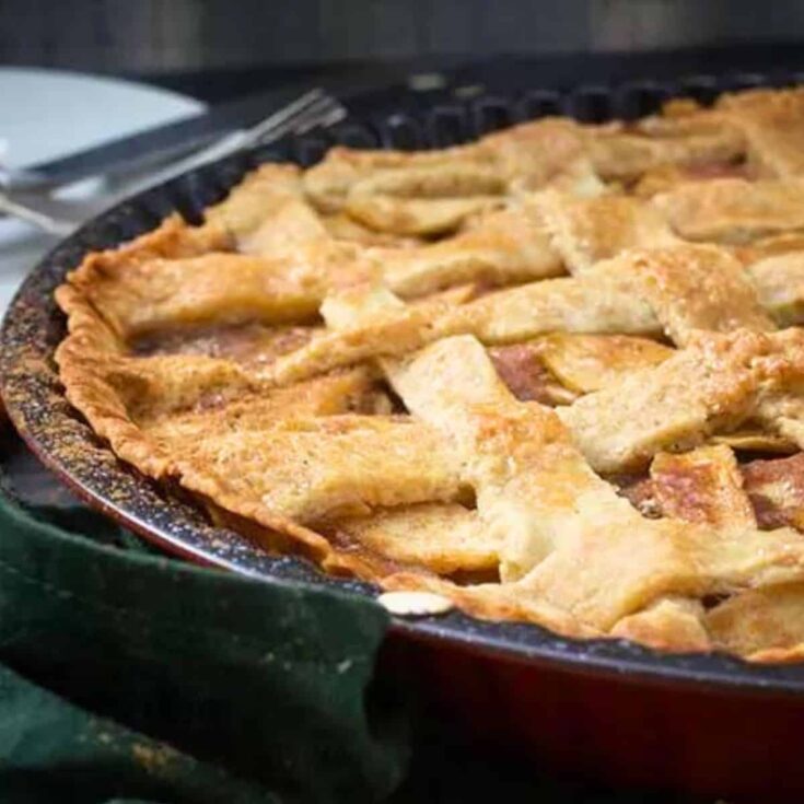 Vegan apple pie on a pan