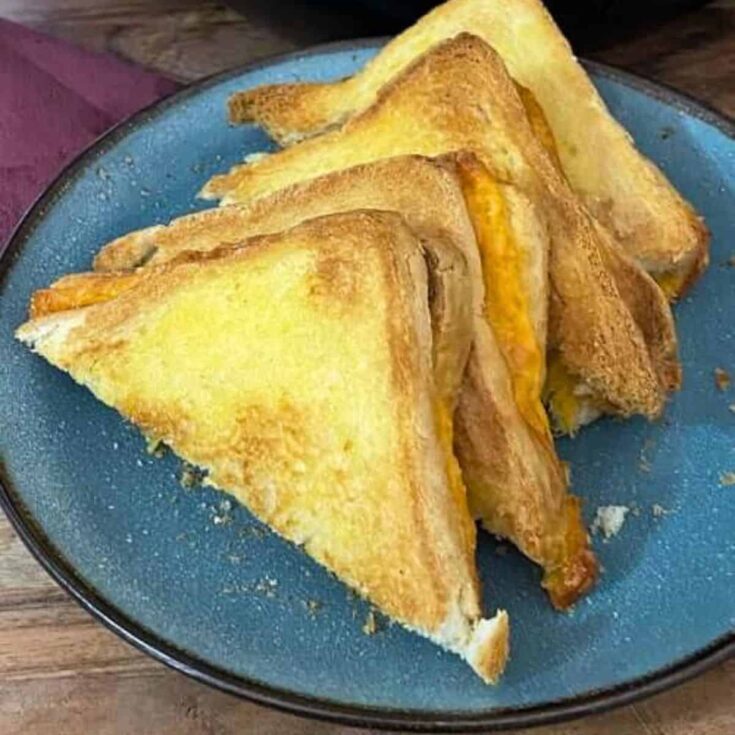 Air fryer grilled cheese sandwiches on a plate