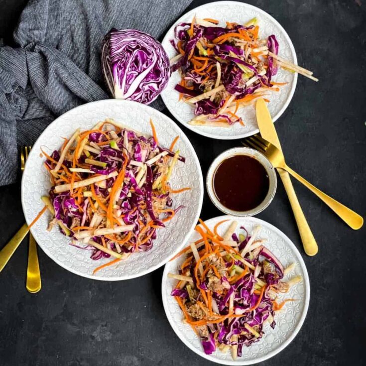 Three servings of BBQ pulled pork salad