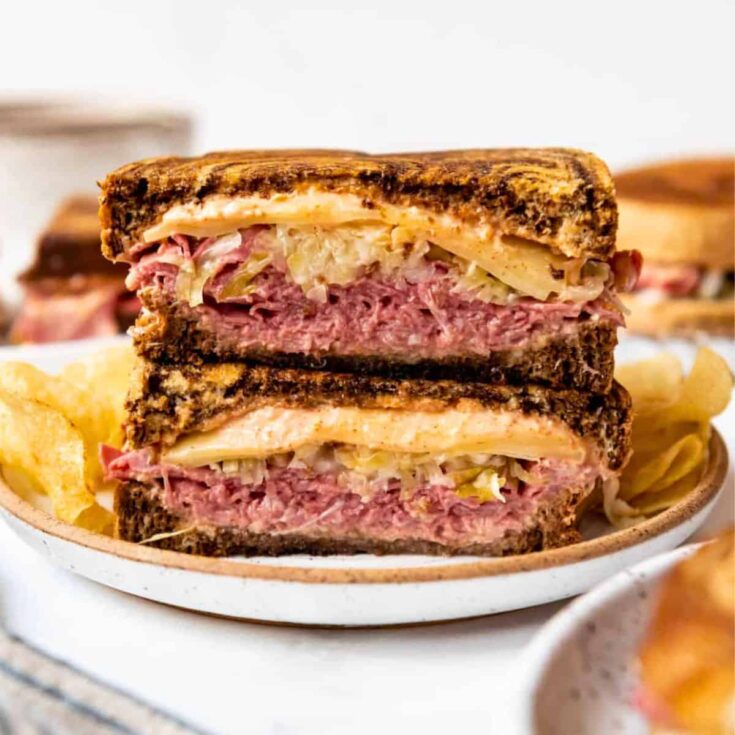 Classic Reuben sandwich on a plate