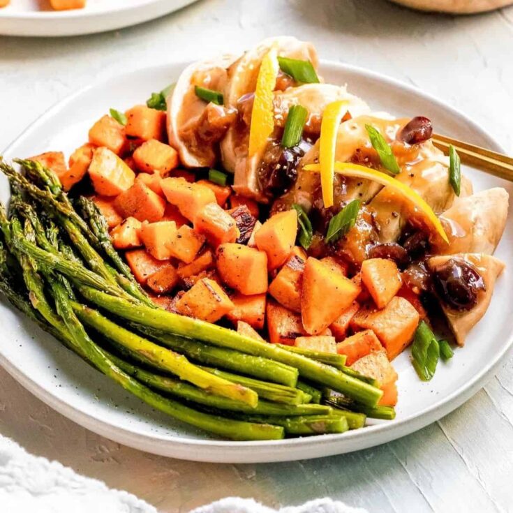 Cranberry apricot chicken on a plate