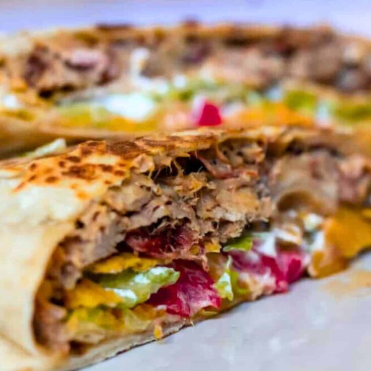 Crunchwrap with leftover pulled pork