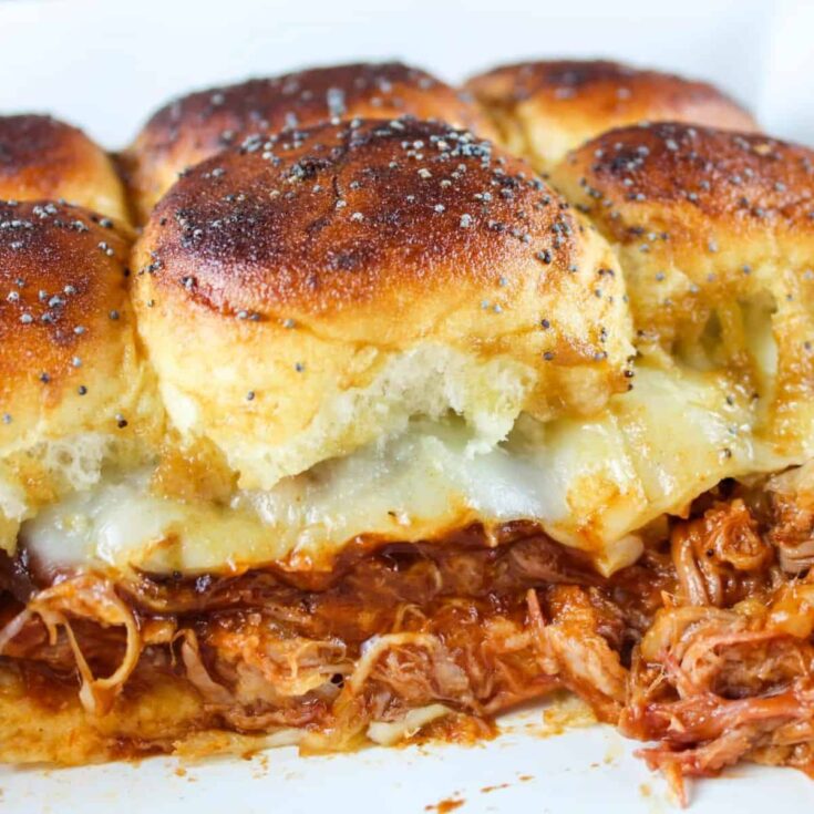 Cheesy Hawaiian leftover pulled pork sliders