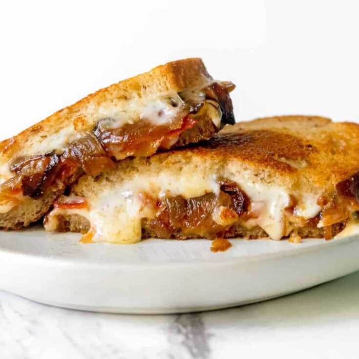 Gourmet grilled cheese sandwich on a plate