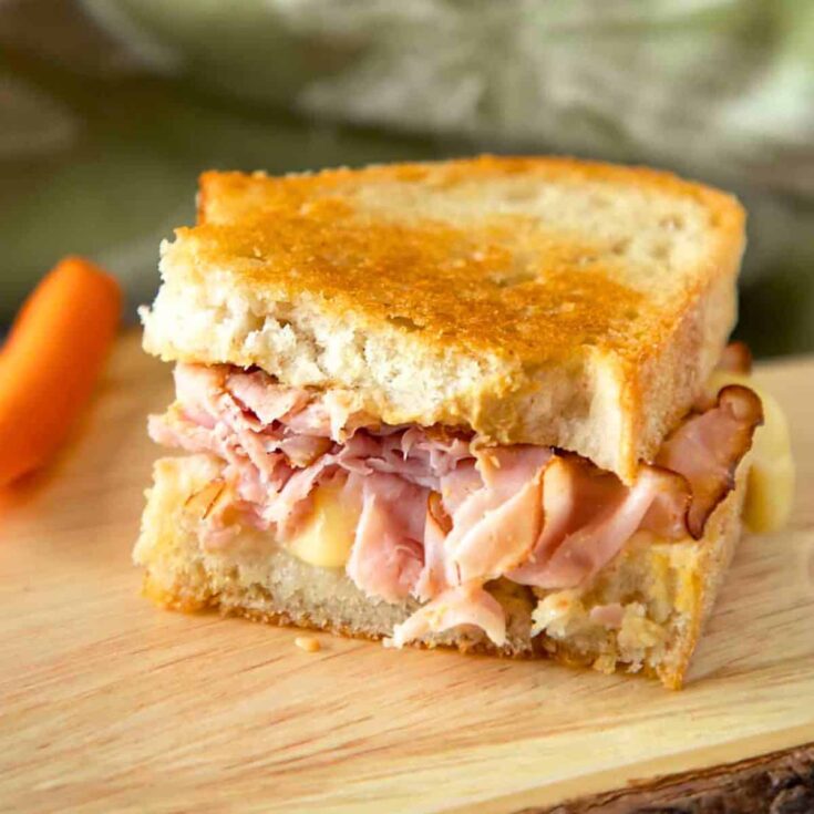 Grilled ham and cheese sandwich
