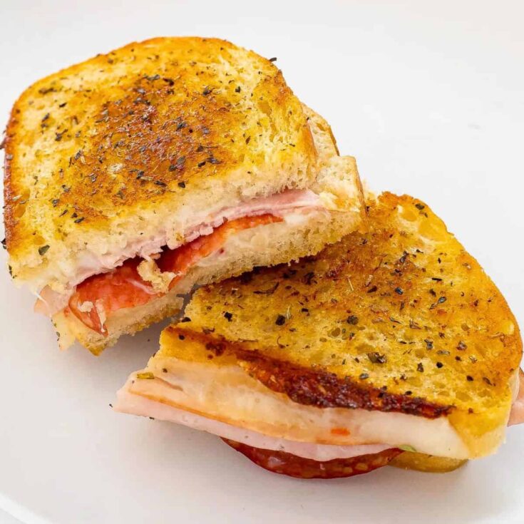 Two Italian Grilled cheese sandwiches