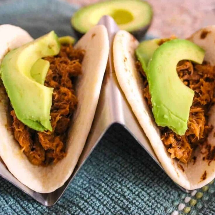 Two servings of leftover pulled pork tacos