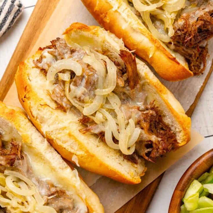 Roast beef and cheese sandwiches