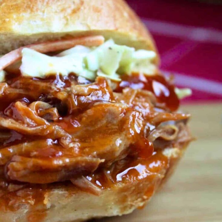 Slow cooker leftover pulled pork sandwich