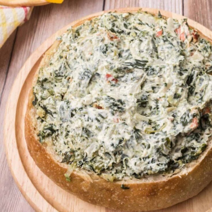 Spinach dip bread bowl