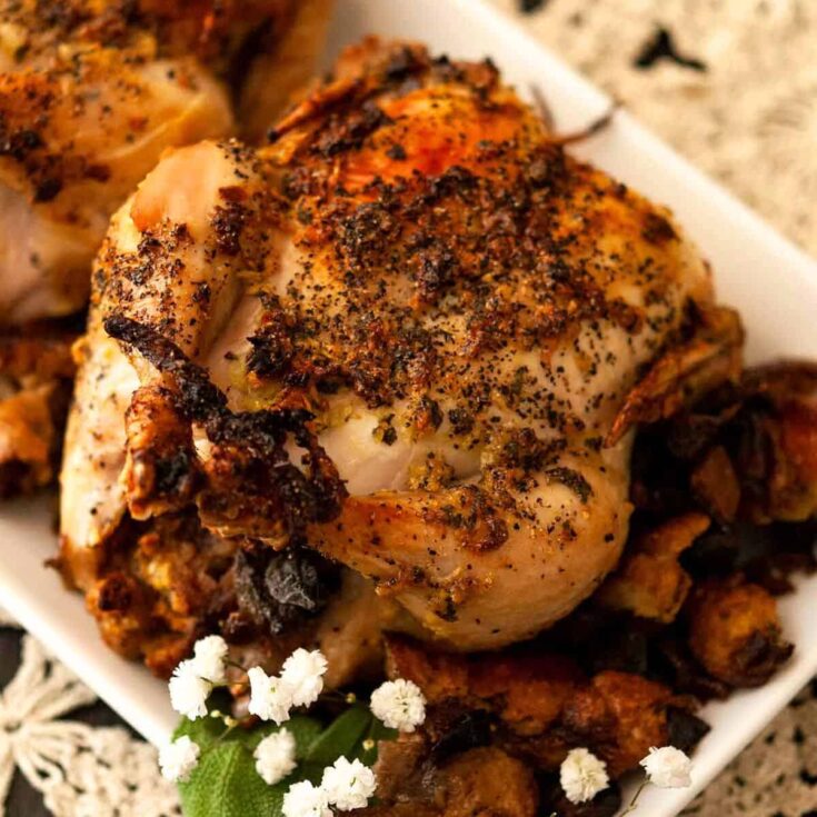 Stuffed cornish game hen