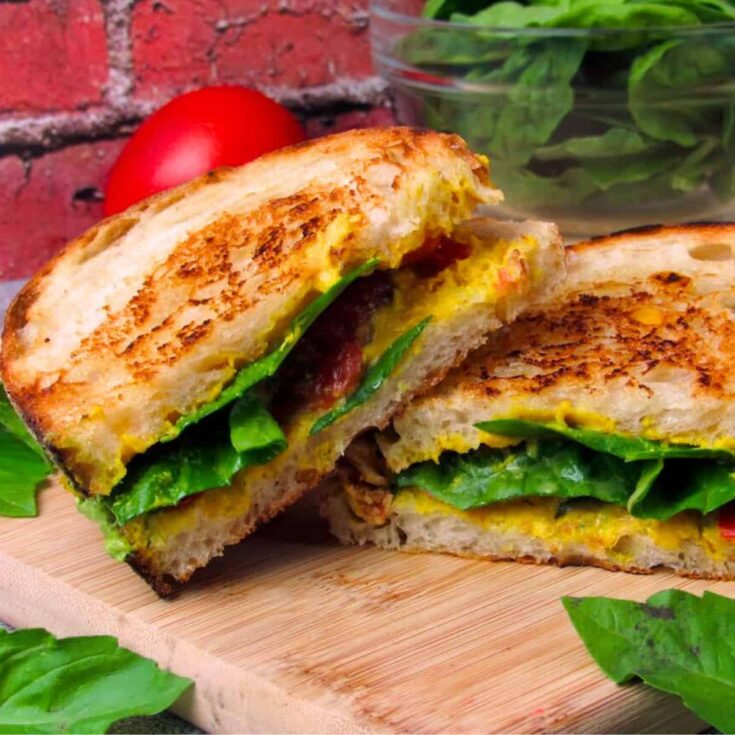 Vegan pesto grilled cheese sandwich