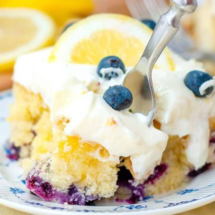 A plate of blueberry lemon cake