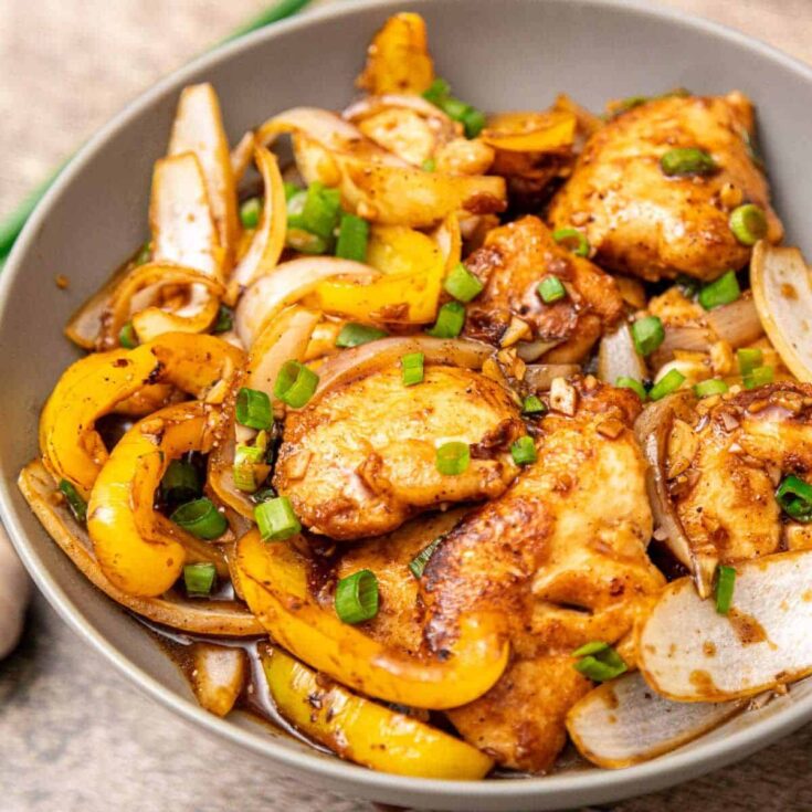 Chinese black pepper chicken stir fry