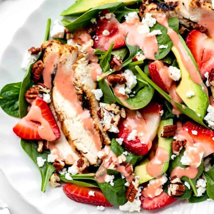 Easy grilled chicken spinach strawberry salad
