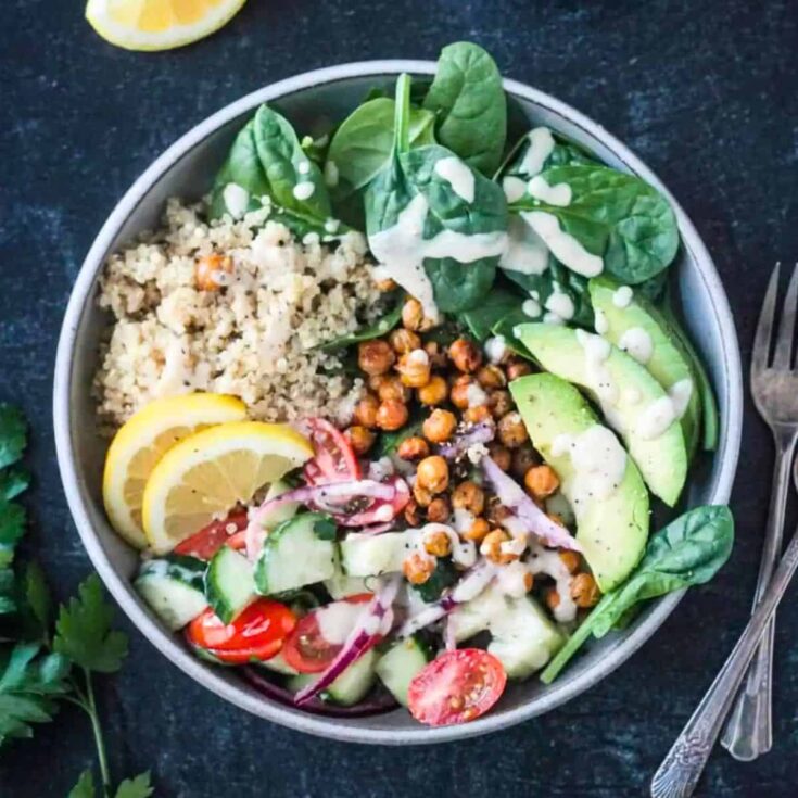 A bowl of Mediterranean grains