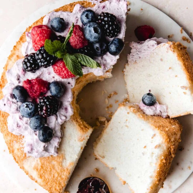 Mixed berry angel food cake