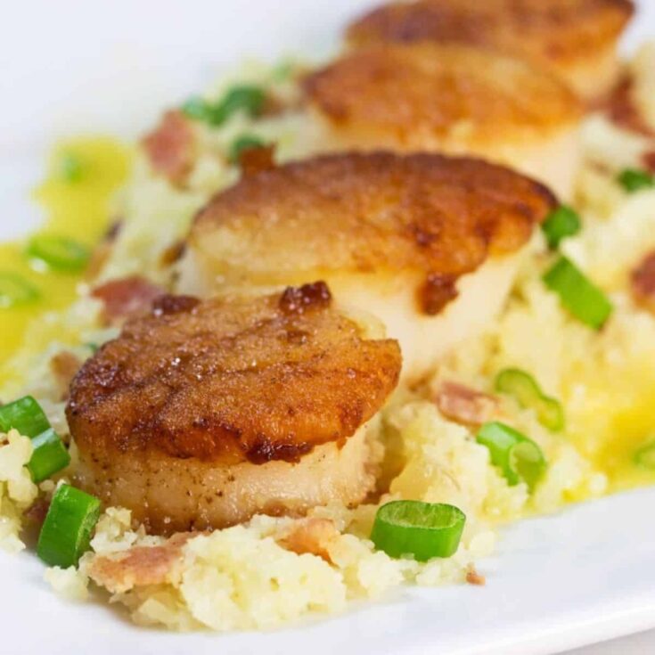 Pan-seared scallops with beurre blanc