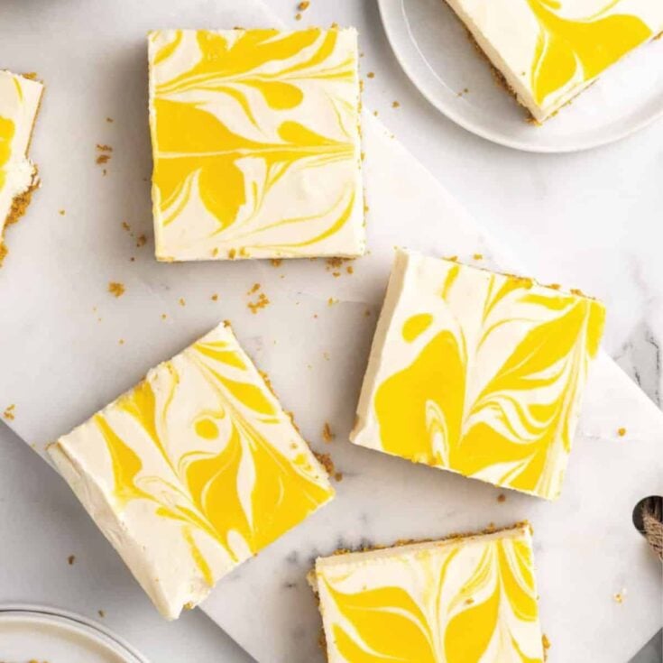 Slices of Passionfruit cheesecake