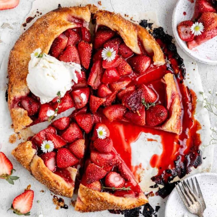 Slices of strawberry galette