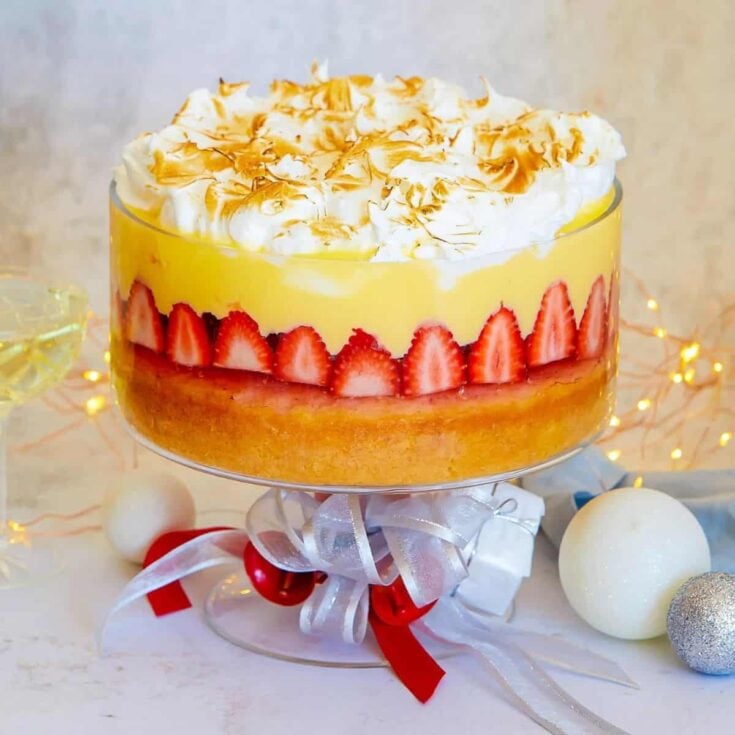 A big bowl of Summery strawberry gin trifle