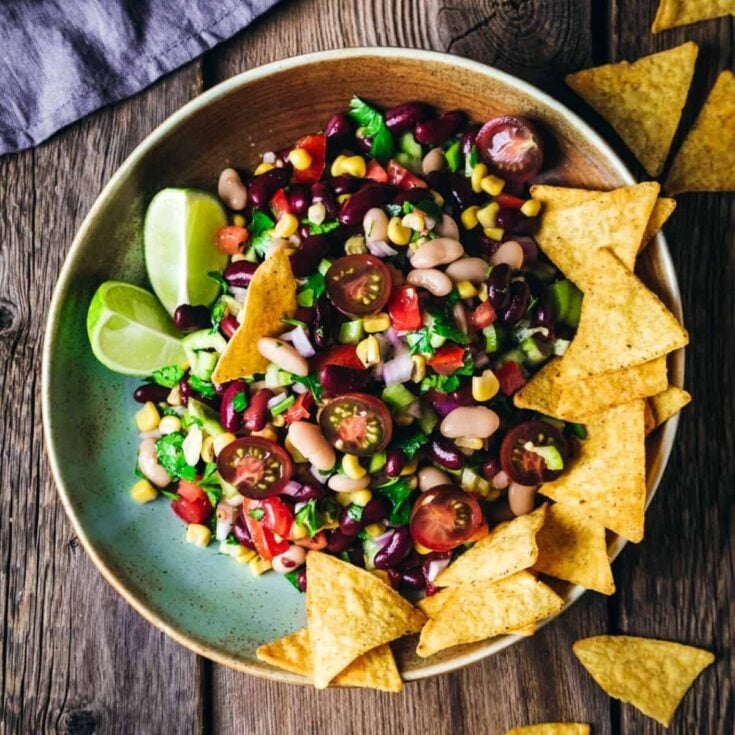Cowboy caviar on a plate, made after reading these summer dinner ideas