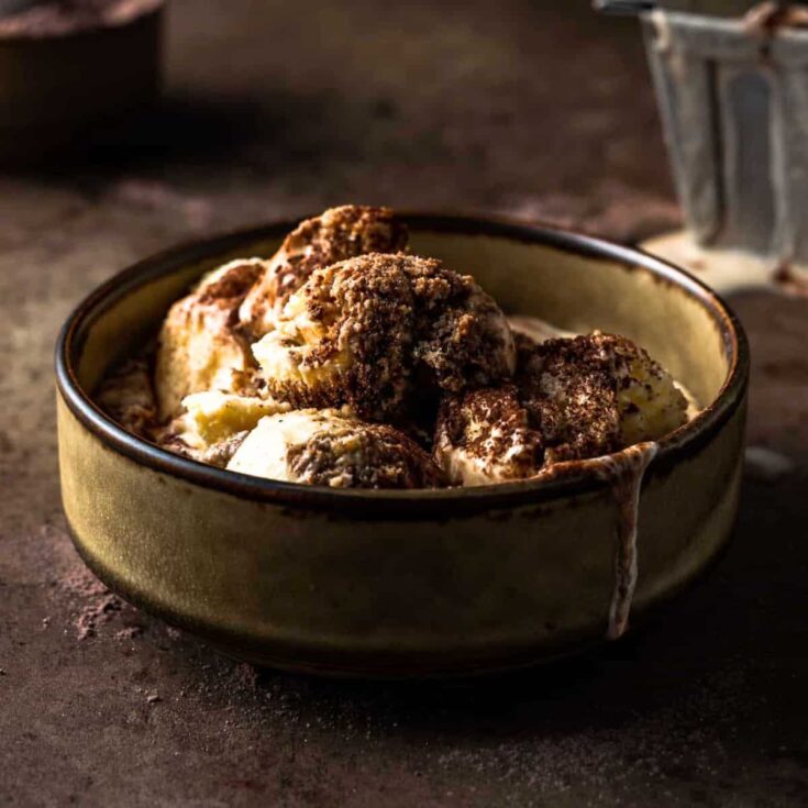 A bowl of Tiramisu ice cream