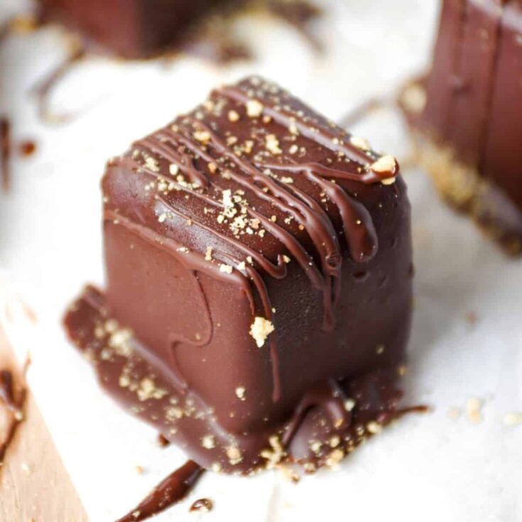 Chocolate covered cheesecake bites