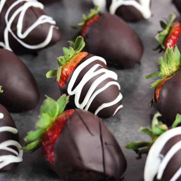 Dark chocolate covered strawberry desserts