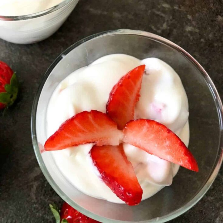 German quark dessert with strawberries