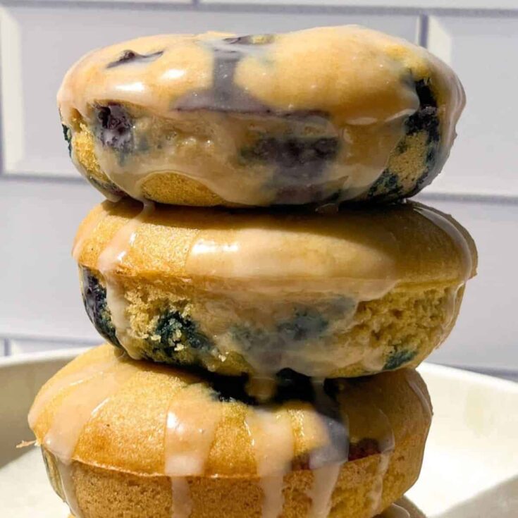 Glazed blueberry cake donuts dessert