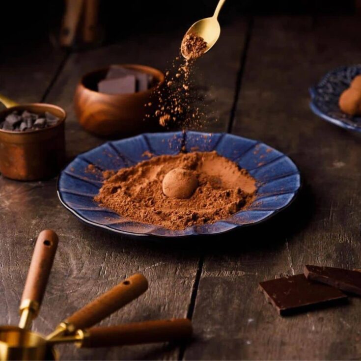 Homemade dark chocolate rum truffles