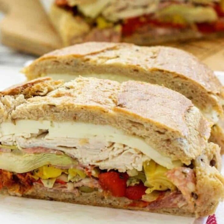 Two Italian picnic sandwiches
