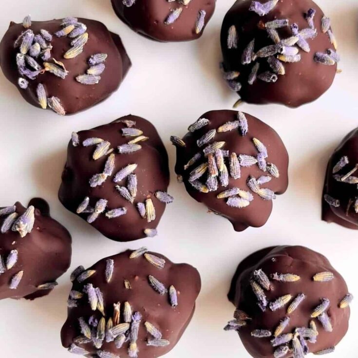 Lavender truffles coated with chocolate