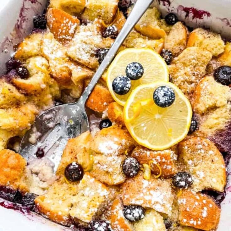 Lemon blueberry bread pudding