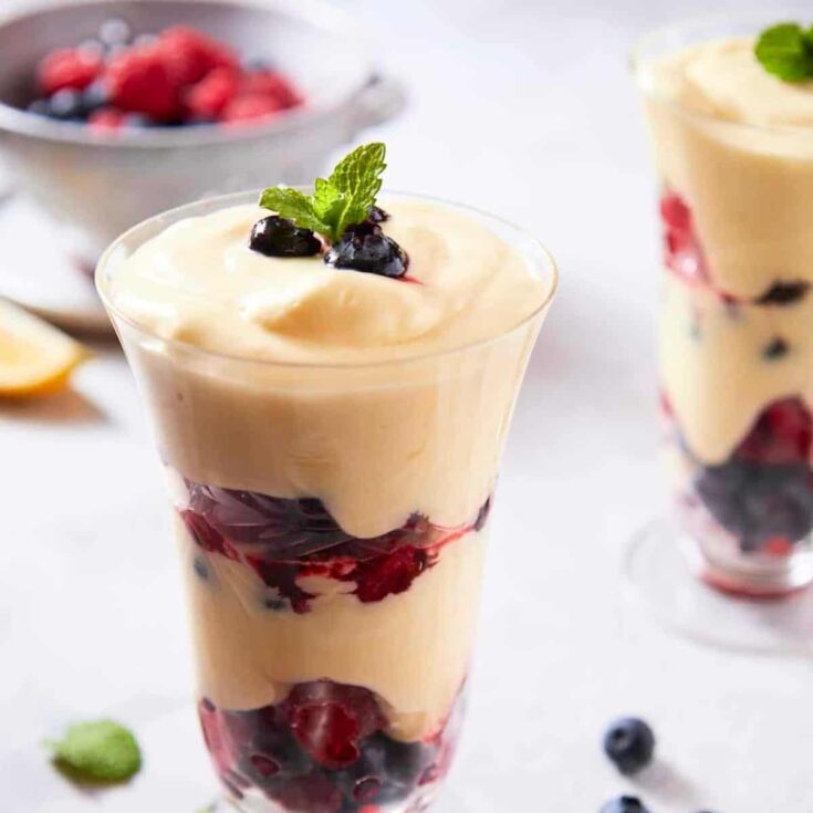 Lemon cream and berry parfaits gourmet dessert