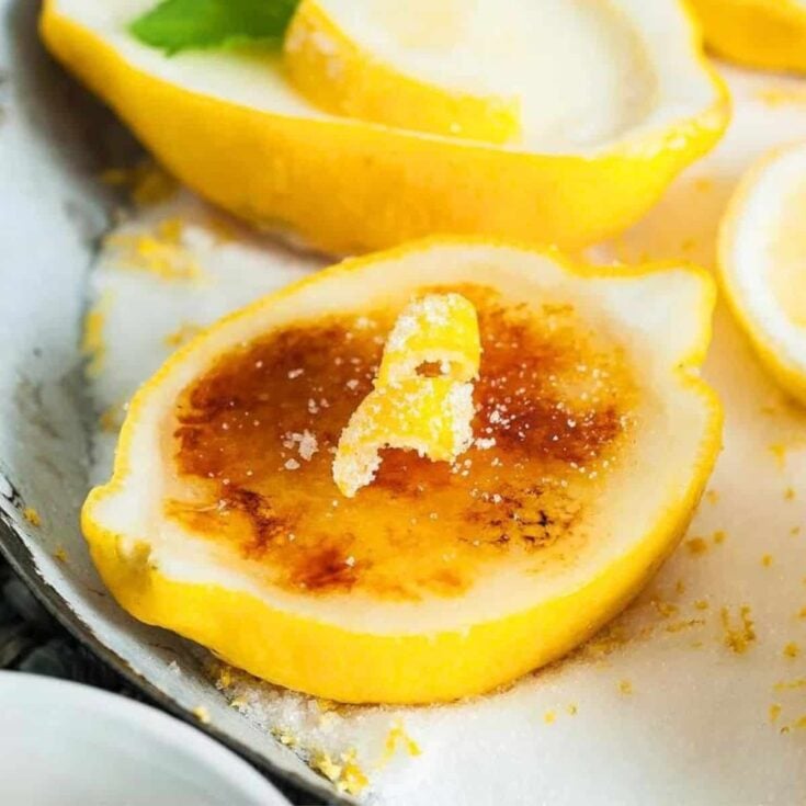 Lemon posset brulee dessert