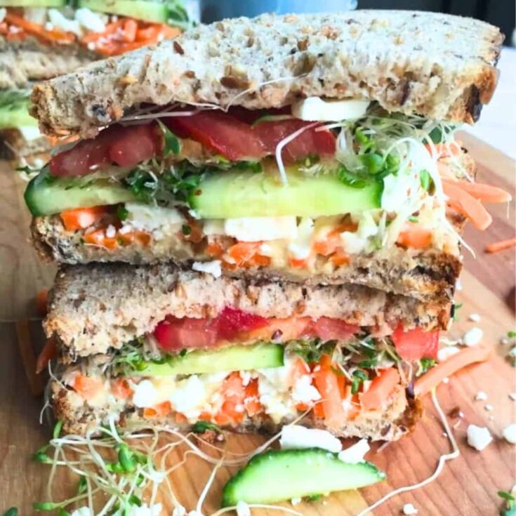 Mediterranean veggie picnic sandwiches