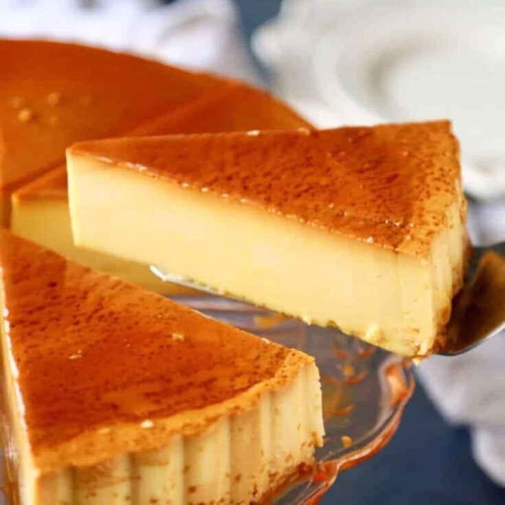 A slice of Mexican flan gourmet dessert
